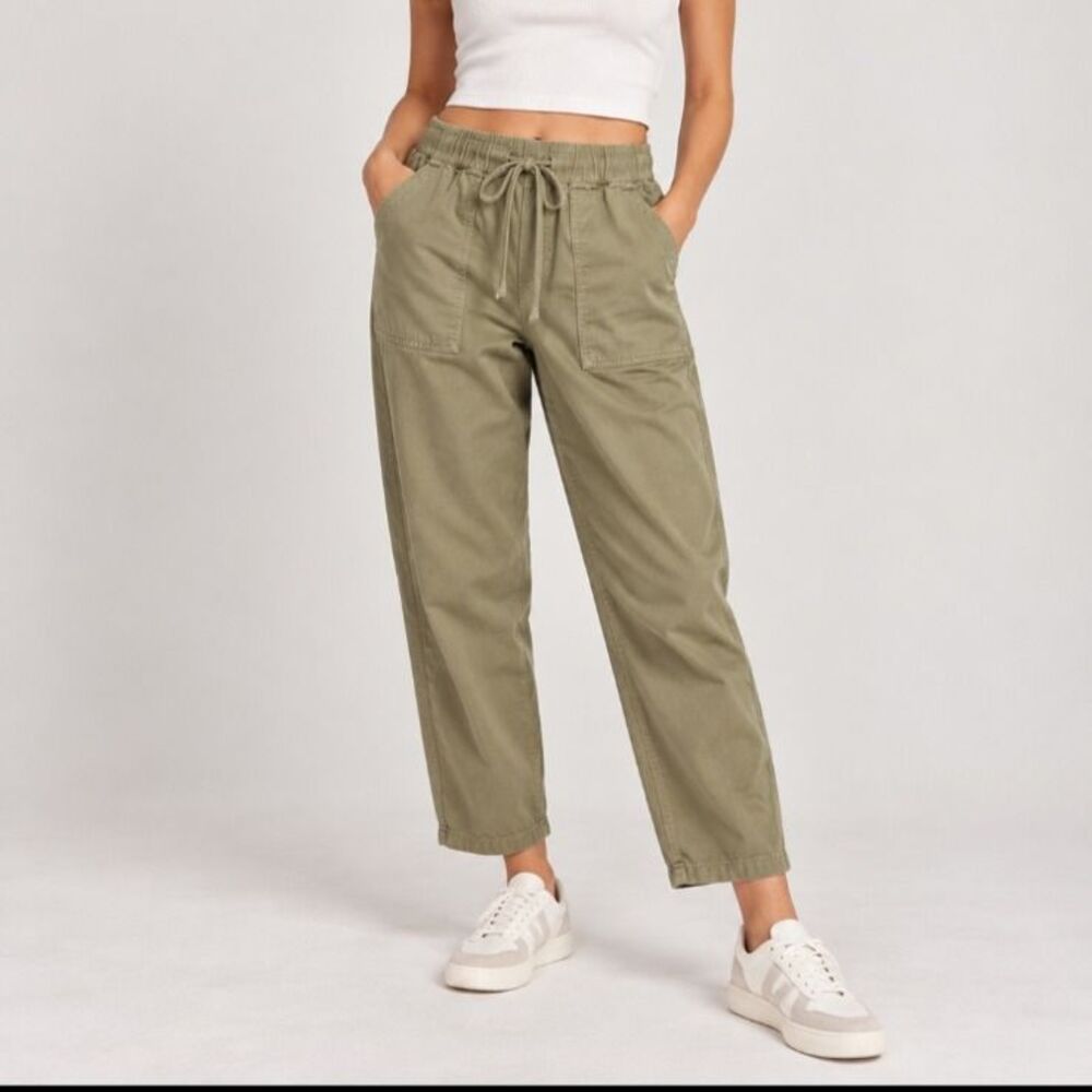Madewell Olive Green Utility Pants Size Small Elastic Drawstring Waist Cropped